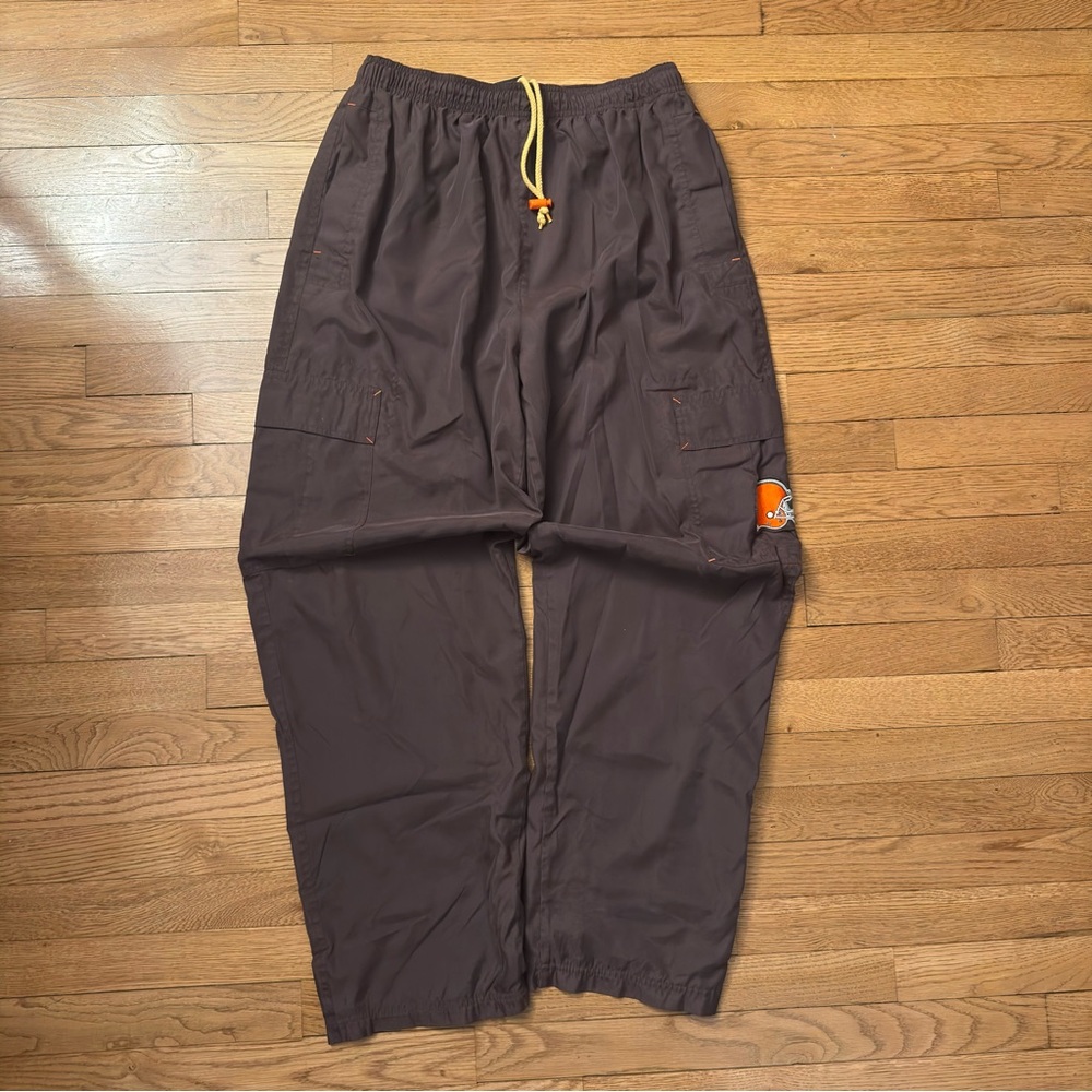 Brown vintage 90s football Game Day cargo windbreaker pants